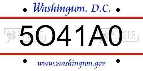 5O41A0 District Of Columbia License Plate