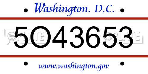 5O43653 District Of Columbia License Plate