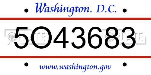 5O43683 District Of Columbia License Plate