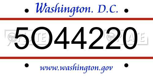 5O44220 District Of Columbia License Plate
