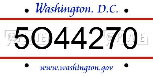 5O44270 District Of Columbia License Plate