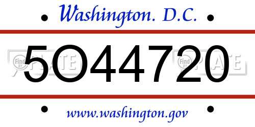 5O44720 District Of Columbia License Plate