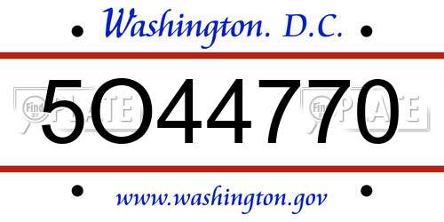 5O44770 District Of Columbia License Plate