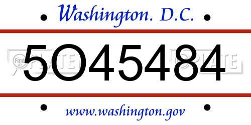 5O45484 District Of Columbia License Plate