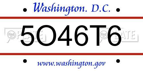 5O46T6 District Of Columbia License Plate