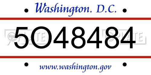 5O48484 District Of Columbia License Plate