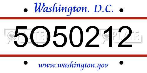 5O50212 District Of Columbia License Plate