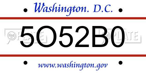 5O52B0 District Of Columbia License Plate