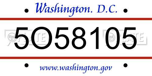 5O58105 District Of Columbia License Plate