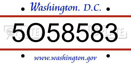 5O58583 District Of Columbia License Plate