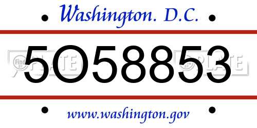 5O58853 District Of Columbia License Plate