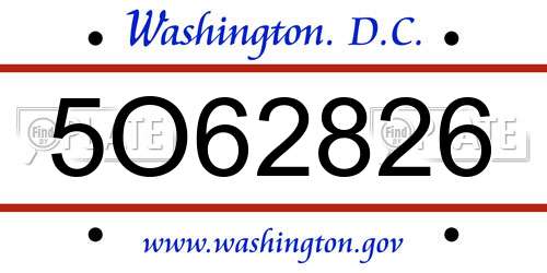 5O62826 District Of Columbia License Plate