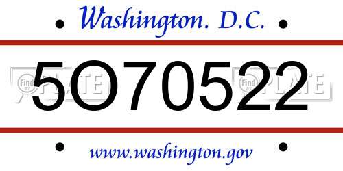 5O70522 District Of Columbia License Plate