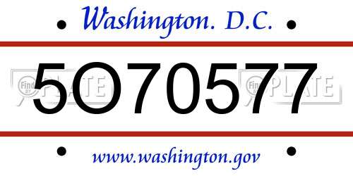 5O70577 District Of Columbia License Plate
