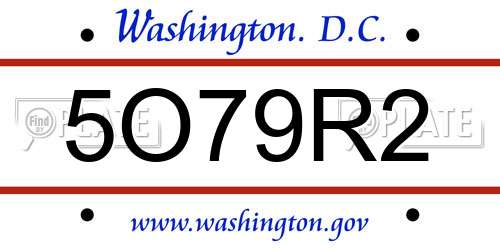 5O79R2 District Of Columbia License Plate