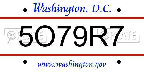5O79R7 District Of Columbia License Plate