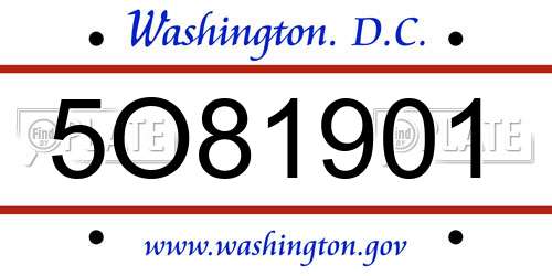 5O81901 District Of Columbia License Plate