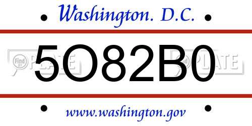 5O82B0 District Of Columbia License Plate