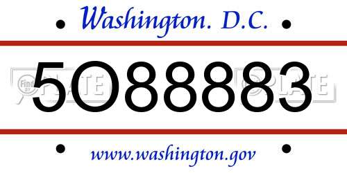 5O88883 District Of Columbia License Plate