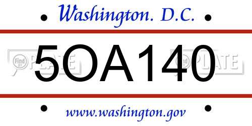 5OA140 District Of Columbia License Plate