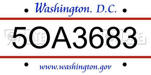 5OA3683 District Of Columbia License Plate