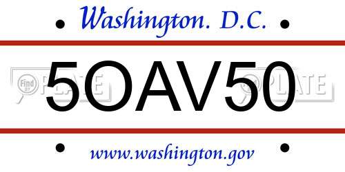 5OAV50 District Of Columbia License Plate
