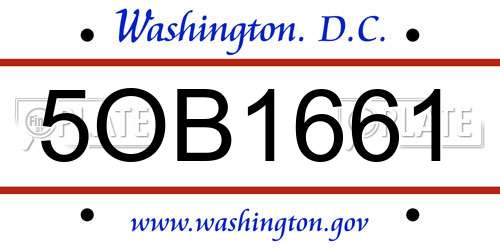 5OB1661 District Of Columbia License Plate