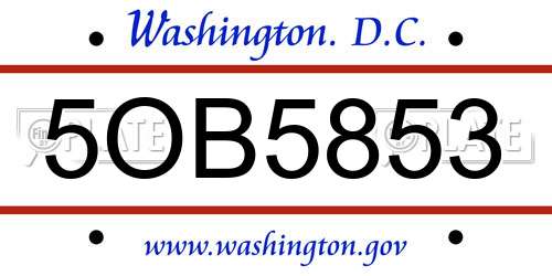 5OB5853 District Of Columbia License Plate
