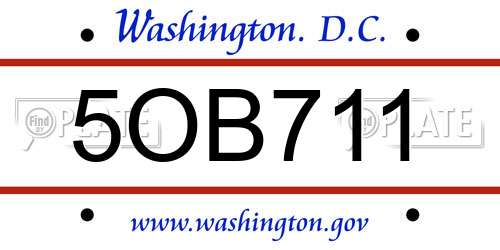 5OB711 District Of Columbia License Plate