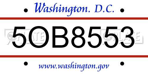 5OB8553 District Of Columbia License Plate