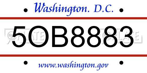 5OB8883 District Of Columbia License Plate