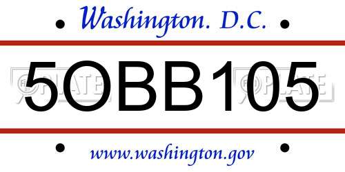 5OBB105 District Of Columbia License Plate