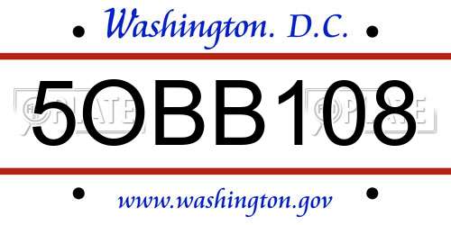5OBB108 District Of Columbia License Plate