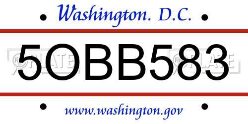 5OBB583 District Of Columbia License Plate