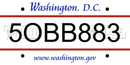 5OBB883 District Of Columbia License Plate