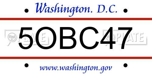5OBC47 District Of Columbia License Plate