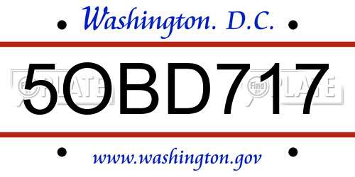 5OBD717 District Of Columbia License Plate