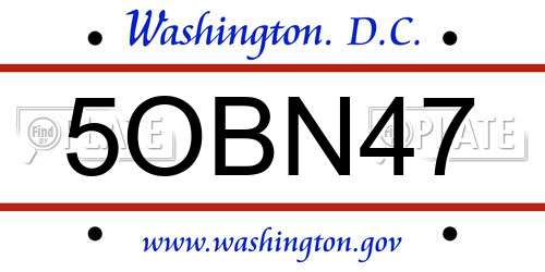 5OBN47 District Of Columbia License Plate