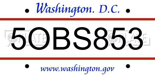 5OBS853 District Of Columbia License Plate
