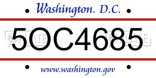 5OC4685 District Of Columbia License Plate