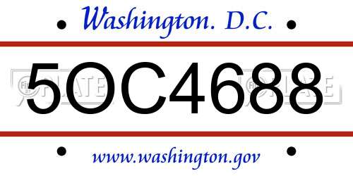 5OC4688 District Of Columbia License Plate