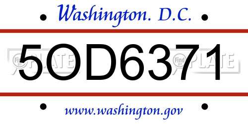5OD6371 District Of Columbia License Plate