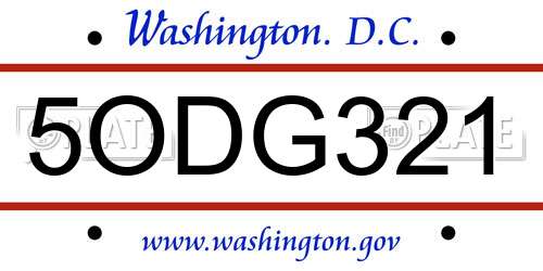 5ODG321 District Of Columbia License Plate