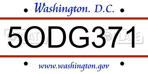 5ODG371 District Of Columbia License Plate