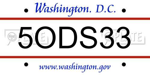 5ODS33 District Of Columbia License Plate