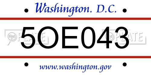 5OE043 District Of Columbia License Plate