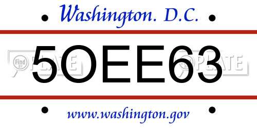 5OEE63 District Of Columbia License Plate