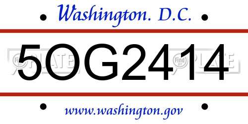 5OG2414 District Of Columbia License Plate