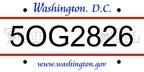 5OG2826 District Of Columbia License Plate