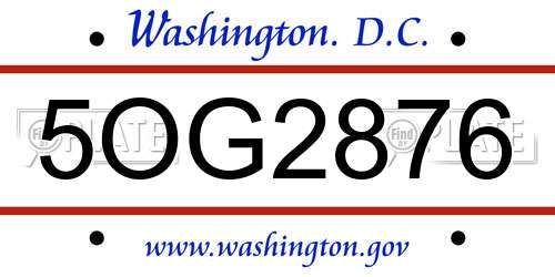 5OG2876 District Of Columbia License Plate